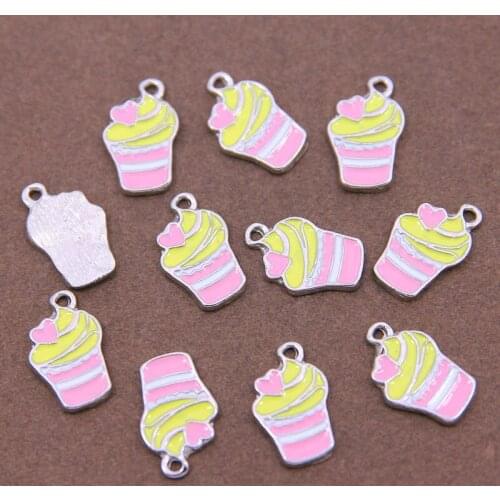 6pcs 12*19mm Enamel ice cream charm jewelry accessories earring pendant bracelet necklace diy charms
