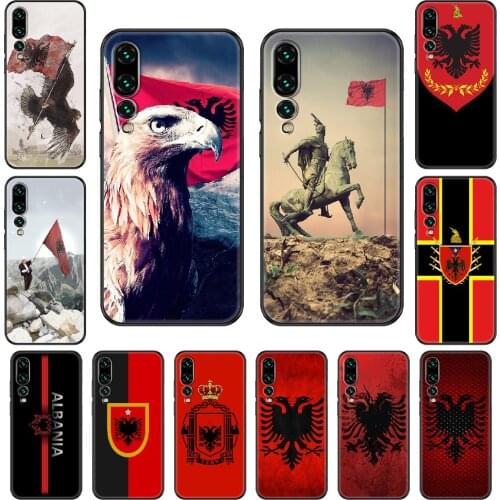 Albania Flag Phone case For Huawei P 8 10 20 30 Smart Plus 2019 Z Lite Pro 2017 2019 black soft back tpu Etui painting cover 3D