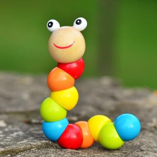 Kids Cute Insert Puzzle Wooden Macarons Colorful Variety Twisted Animal Doll Caterpillar Children Educational Toys For Kids Gift