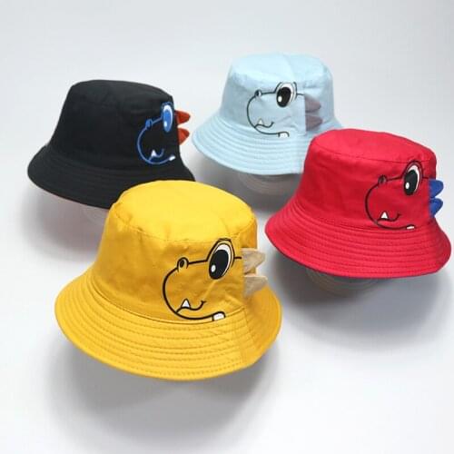 Dinosaur Cartoon Baby Sun Hat Boys Girls Double-sided Bucket Hat Soft Cotton Summer Toddler Kids Cap