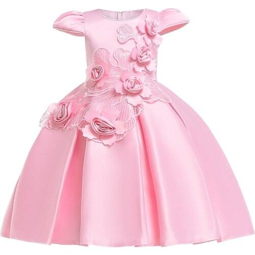 2019 NEW Beading flower girls dress kids elegent bow tutu Dress for baby princess party clothes children custumes girls clothing