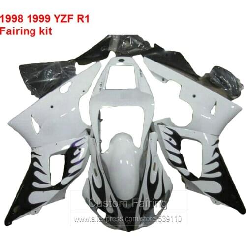 For YAMAHA YZF R1 fairing kit 98 99 / 1998 1999 ( black flame ) Fairings free shipping xl70