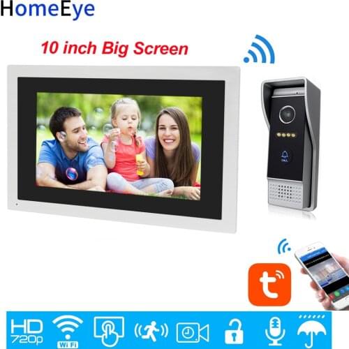 TuyaSmart APP Remote Unlock 720P HD WiFi IP Video Door Phone Video Intercom Home Access Control System 10inch Big Touch Screen