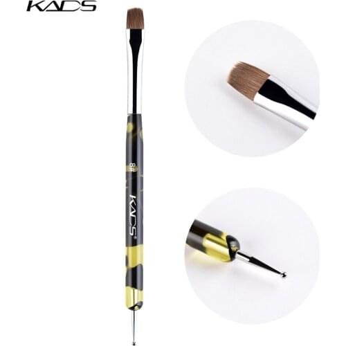 KADS 8# 2 Way French Gel Acrylic Nail Art Kolinsky Brush With Dotting Tool Manicure Cuticle Clean Up Nail Art Design Brush