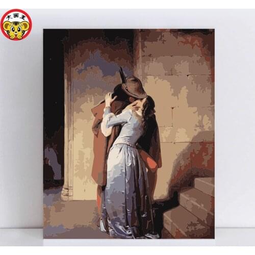 Painting by numbers art paint by number Francesco Hayez Kiss A close couple of intimate scenes in the hallway pictures by number
