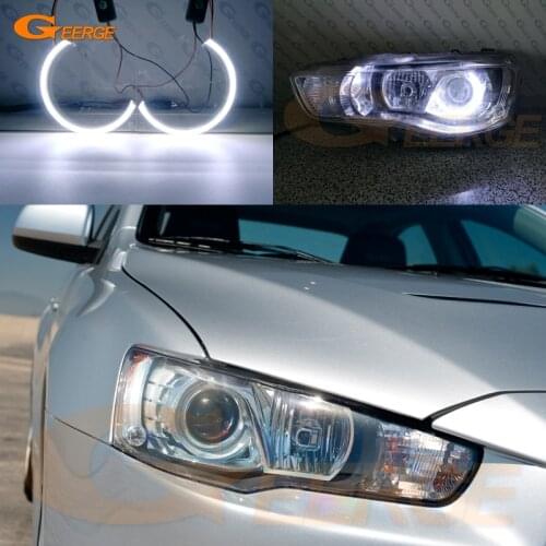 For Mitsubishi lancer 10 X EVO 2008-2015 xenon headlight Excellent Ultra bright COB led angel eyes halo rings Car styling