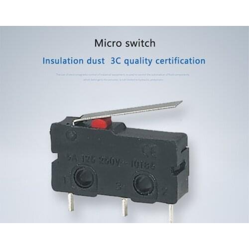 5Pcs Mini Micro Limit Switch NO NC 3 Pins PCB Terminals SPDT 5A 125V 250V 29mm Roller Arc lever Snap Action Push Microswitches