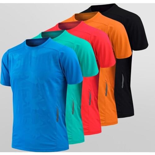 Mens Fitness T Shirt Breathable Short Sleeve Summer Tops Casual Cycling Running Sport T Shirt for Men Outdoor Football Shirt