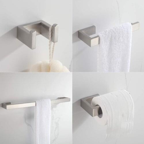 Morotel Bathroom Hardware Set 4pcs Bathroom Accessories Towel Paper Holder Robe Hook Stainless Steel Wall Mounted,Brushed Nickel
