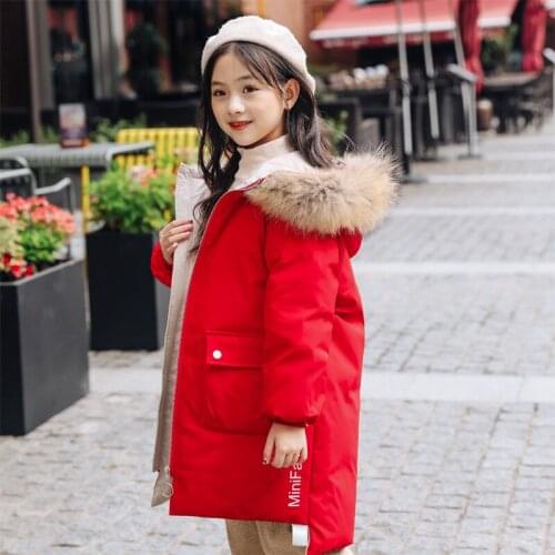 2021 New Winter Girls Duck Down Jacket Thicken Girl Clothing Kids Clothes Thicken Warm Parka Hooded Snowsuit Outerwear Coat