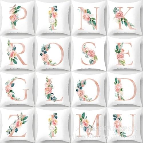 The Latest Baby Room Decoration Letter Pillow Case English Alphabet Polyester Cushion Cover for Sofa Flower Cushion Case