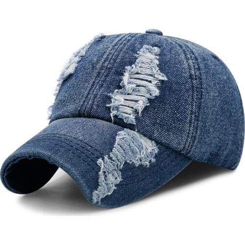 2020 spring and summer new denim hole baseball cap men and women outdoor wild sports hat fashion hip-hop hats snapback hats