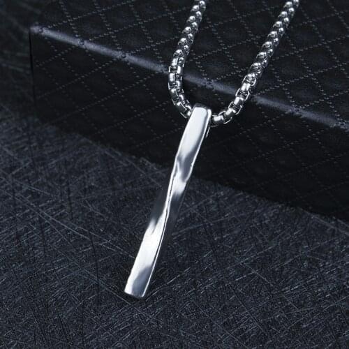 New Trendy Geometric Long Strip Distorted Pendant Necklace Mens Fashion Metal Accessories Hip Hop Jewelry Party Gift