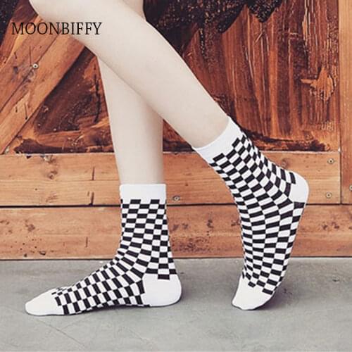 Couples stockings Harajuku plaid socks cotton sports tube socks men and women trend street dance skateboard socks