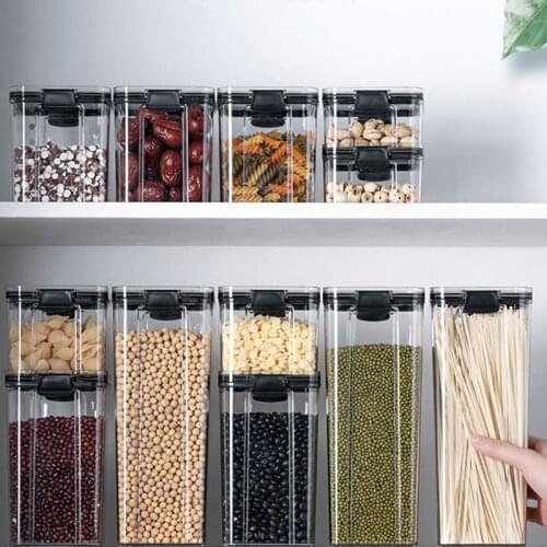 460/700/1300/1800ML Food Storage Container Plastic Kitchen Refrigerator Storage Noodle Box Grain Storage Tank Transparent Sealed