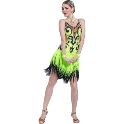 L-17110 New Style Adult Dress Latin Dance Costume, Tassel Dress Latin Dance Women For Competition