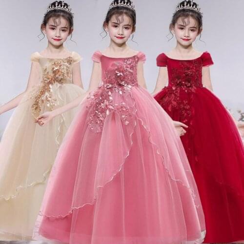 2021 Kids Clothes Flowers Pageant Princess Dress For Children Clothes Party Wedding Dress 14 10 12 Year Vestidos Verano