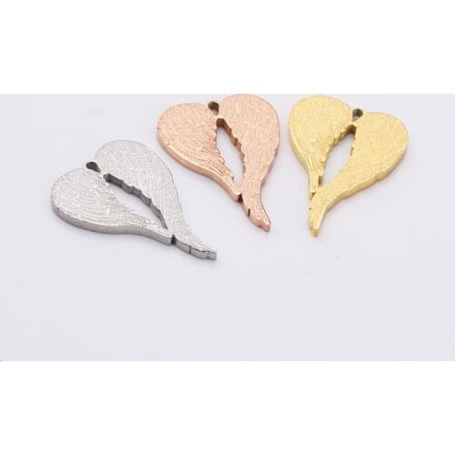 10Pc/lot 20x14mm Stainless Steel Vintage Angel Wings Charm Metal Big Angel Wings Designer Charms Pendant Jewelry Making Necklace