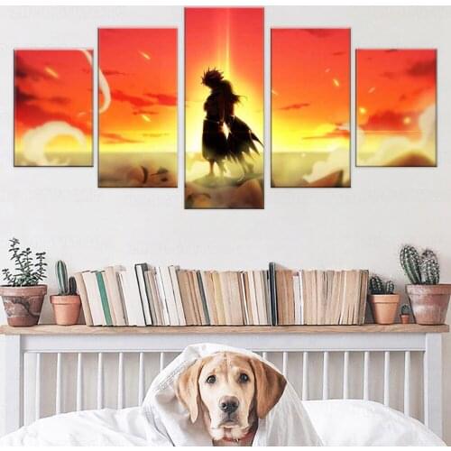 Fairy Tail Poster Lucy Heartfilia NaLu Natsu Dragneel 5 Pieces Anime Modern Wall art Canvas Picture Print Painting Home Decor