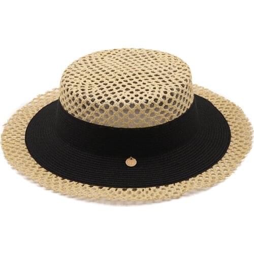 Simple Ladies Handmade Natural Straw Hat Summer Beach Sun Hat for Women Men Panama Cap Fashion Protetion Visor Boat Hats