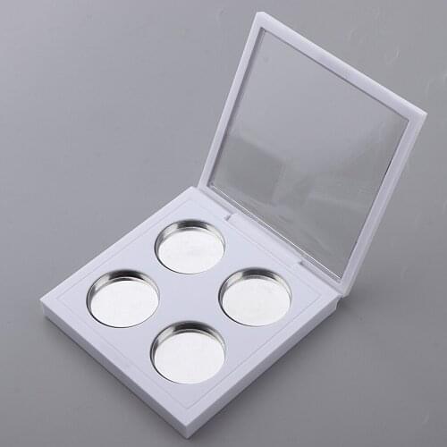 Clear Lid Empty 4 Slots Eyeshadow Lipstick Powder Box Case Cosmetic Packing Palette, Square 7.9x7.6x1.8cm