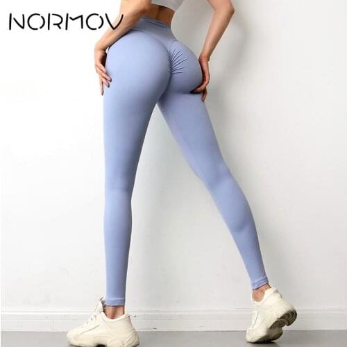 NORMOV Yoga Pants Stretchy Gym Tights Seamless Leggings Tummy Control Yoga Pants High Waist Sport Gym Leggings Running Pants