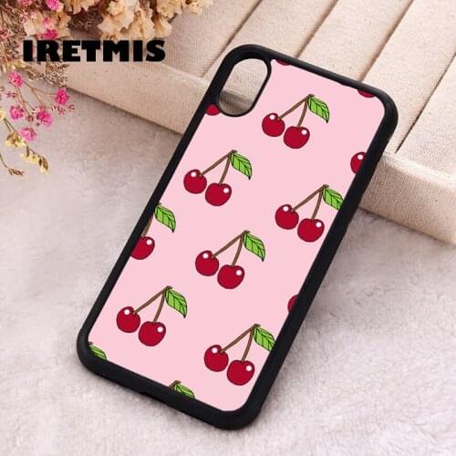 Iretmis 5 5S SE 2020 Phone Cover Case for iPhone 6 6S 7 8 Plus X Xs XR 11 12 Mini Pro Max Rubber Silicone Pink Cherries Cherry