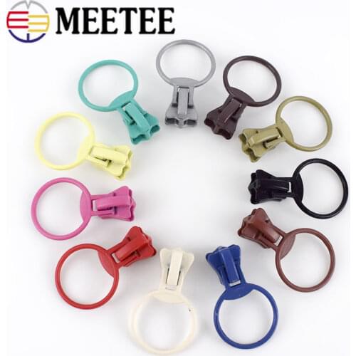 50pcs Meetee 5# O Rings Zipper Sliders for Resin Zippers Bag Clothes New Zips Head Zip Repair Kits Sewing Accessories KY459