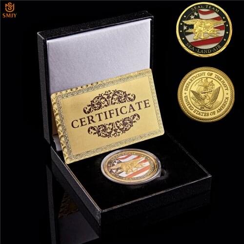 USA Department Navy Sea Land Air Seal Team Military Challenge Coin Collection Gift W/Luxury Coin Box