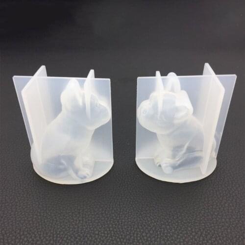 T5UF Crystal Epoxy Resin Mold 3D French Bulldog Silicone Mould DIY Crafts Ornaments Home Car Decorations Casting Tools