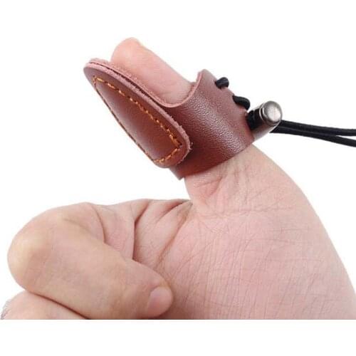 1pc Archery Target Finger Guard Adjustable Thumb Finger Gear Protector Guard Ring Tab Leather Hunting Practice