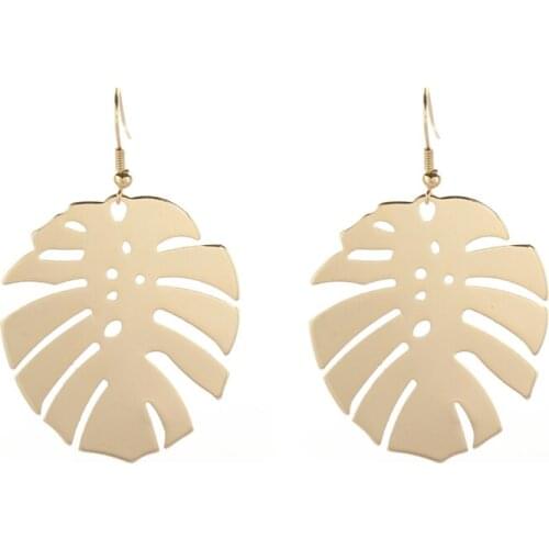 Asymmetric Leaf Shape Tropical Plant Women Classic Water Drop Earrings