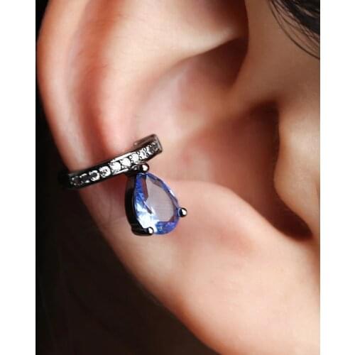 Black Gold / White Gold Filled Fashion Punk Party Ear clip Earrings for Women Crystal Zircon Earings 2019 New Luxury Jewelry