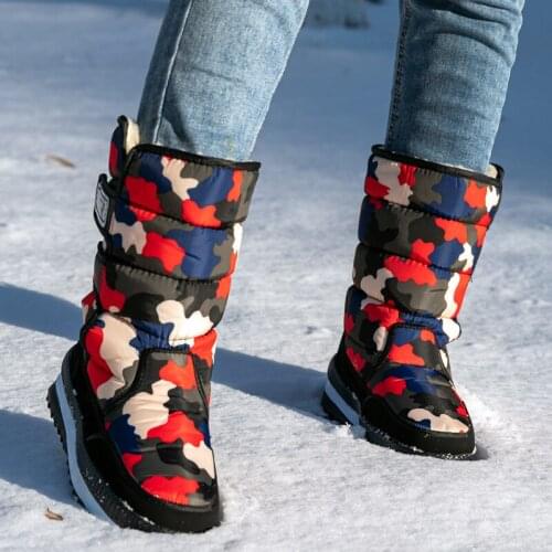 Plus Size Women Winter Boots Warm Comfortable Camo Thigh High Boots Waterproof Camouflage Platform Snow Boots Women Combat Boots