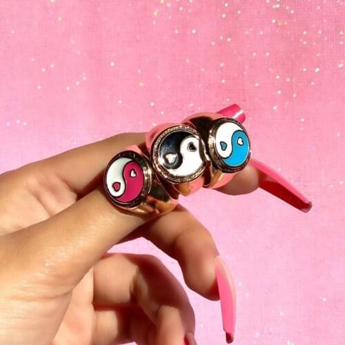 Yin Yang Rings For Women Korean Fashion Daisy Heart Ring Stainless Steel 2021 Trendy Jewerly Wedding Band Gift anillos mujer