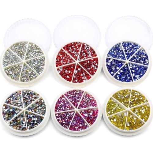 1220Pcs/Box NAIL ART Rhinestones SS4/SS5/SS6/SS8/SS10/SS12 Flatback Round Beads Sparkle Gem Stones For Manicure Decoration