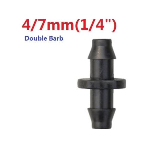 200PC/LOT 1/4" Barbed Connector Double Barb single barb connect to 4/7mm(1/4")polyethylene Tubing with Micro Irrigation sprinker