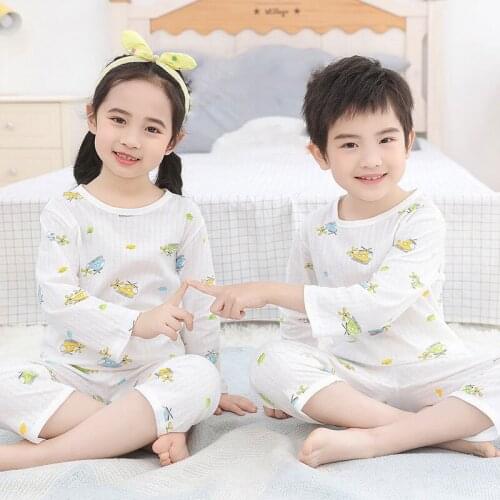 2021 Summer Baby Boy Clothes Cotton Nine-Point Sleeve Suit Cartoon Dinosaur Pyjamas Babies Children Homeclothing Boys Nightwear