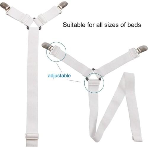 3 Way 6 Sides Sheet Suspenders Elastic Sheet Holders Mattress Clips Straps Adjustable Fit Bed Sheet Clips Grippers Fasteners
