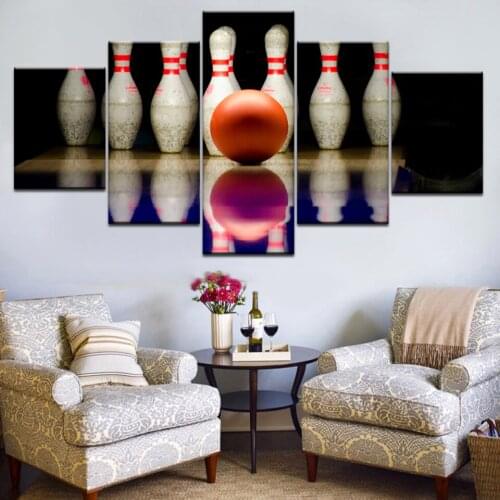 5 Pcs/Set Bowling Poster Wall Art Picture Modern Home Decoration Living Room Bedroom Decor Canvas Print Painting Picture Frame