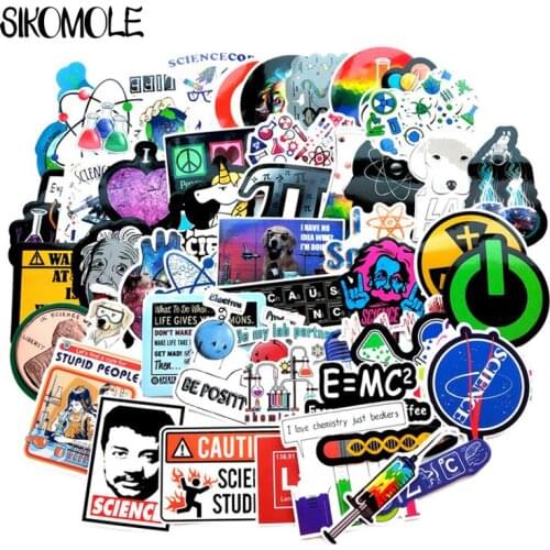 50PCS Chemical Experiments Equation Brain Science Laboratory Stickers For Laptop Skateboard Luggage Car Styling Doodle Decals F5