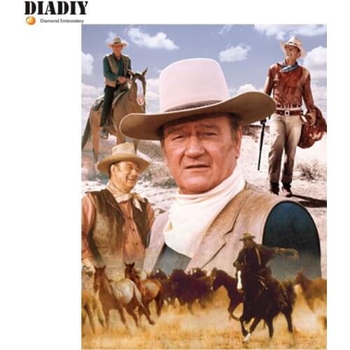 5D DIY diamond embroidery John Wayne Americas Cowboy diamond painting Cross Stitch full round Rhinestone mosaic decoration