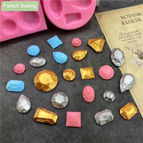 Gem Diamond Crystal Shape Silicone Fondant Soap 3D Cake Mold Cupcake Jelly Candy Chocolate Decoration Baking Tool Moulds