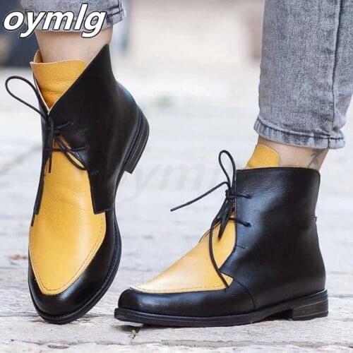 England Style 2020 Boots for Women 2020 New Autumn Winter PU Leather Short Ankle Boots Ladies Motorcycle Boots Women Shoes