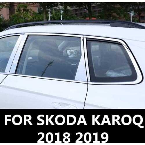 For SKODA KAROQ 2018 2019 Stainless steel Car Window Pillar Post Covers Trim Sticker External Accessories Auto Accessories