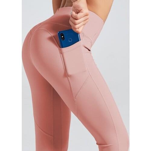 Pocket High Waist Sport Gym Leggings Seamless Women Stretchy Plain Jogger Fitness Tights Soft Nylon Athletic Yoga Pants S-XL