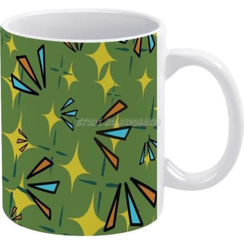 Coffee Mugs 330ml Creative Travel Mug and Cup Office Drinkware Mugs Tazza Mid Century Modern Yellow Green Teal Man Womens Teen