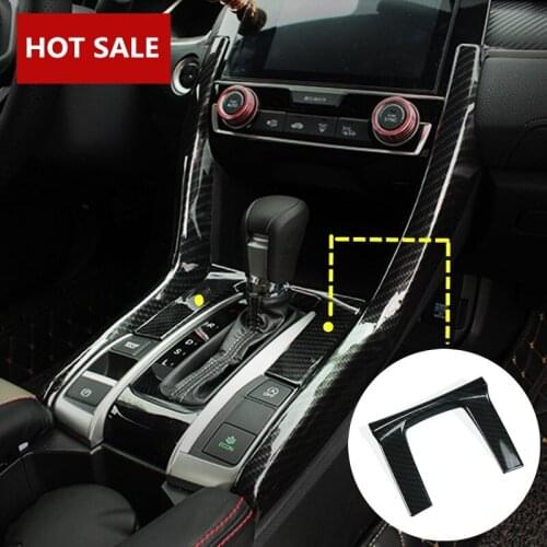 ABS Carbon Fiber Style Gear Shift Box Panel Cover Trim For Honda Civic 2016 2017 1pcs Car accesories interior Car decoration