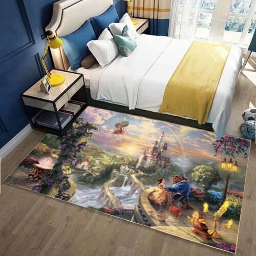 Disney Beauty and the Beast Floor Mat Carpet Baby Crawling Blanket Living Room Bedroom Bathroom Non-slip Mat Home Decoration