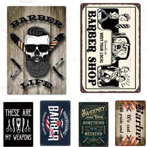Barber Metal Sign Plaque Metal Vintage Tin Sign Retro Barber Shop Signs Wall Decor Iron Painting Metal Wall Art Barber Decor